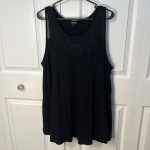 Torrid Black Tank with Floral Lace Front size 3
